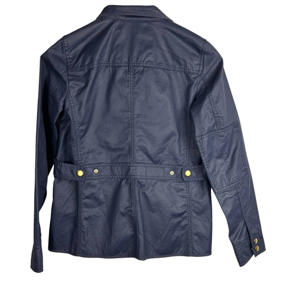 J. CREW 19034 BLUE DOWNTOWN FIELD WAXED 100% COTTON PLACKET UTILITY JACKET - Picture 7 of 16